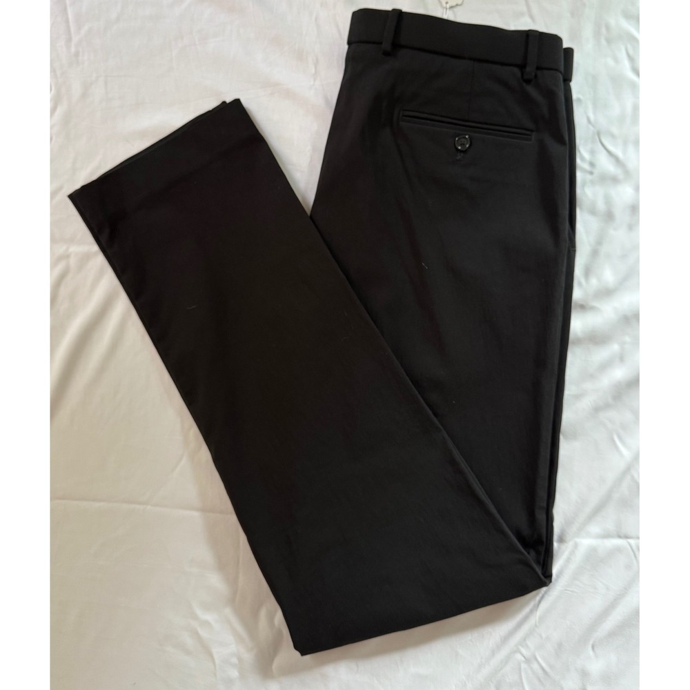 Tommy Hilfiger Mens Black Stretch Dress Pants 36W x 34L Flat Front Trousers
